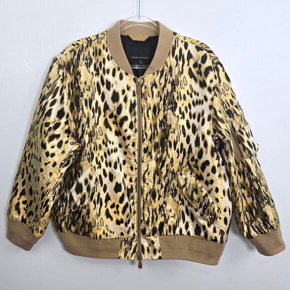 Banana Republic Jackets & Blazers - Banana Republic Leopard Metallic Bomber Jacket Black Gold Womens XL NWT